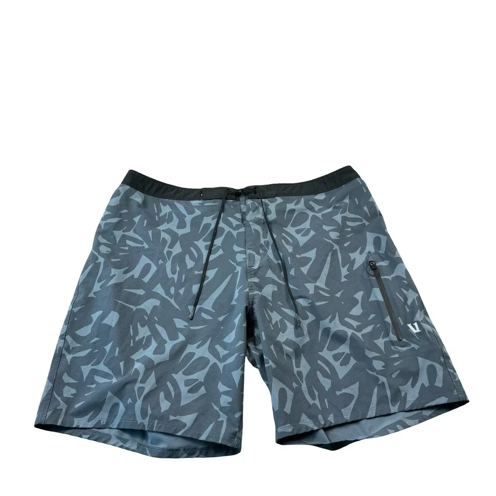Vuori Infinity Board Shorts Mens 38 Grey Blue Abstract Swim Trunks V383 NWOT